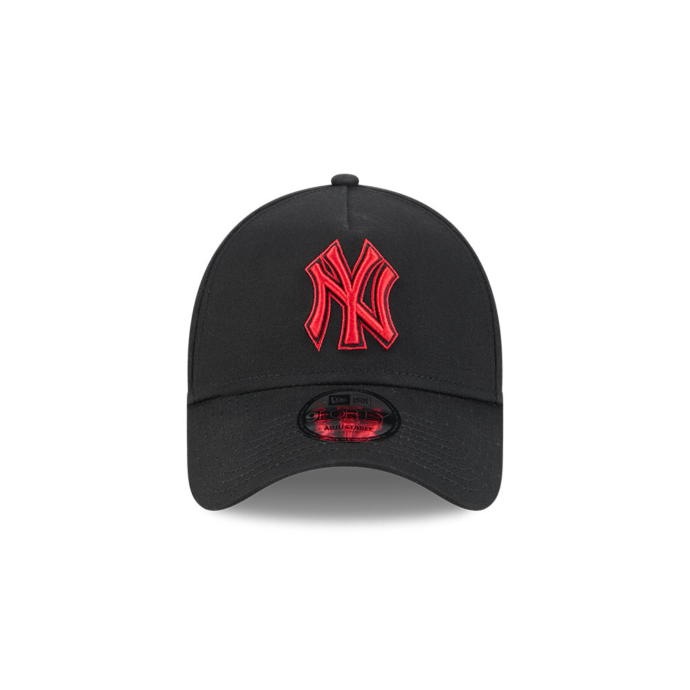 New York Yankees Hat - Black Scarlet Red 9Forty A-Frame MLB Snapback Cap - New Era